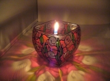 ENCHANTING HAND PAINTED "RED GARDEN" LEAD FREE CANDLE HOLDER