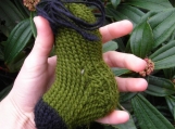 Olive and Black Wool Handknit Sock-A-Roo Catnip Toy
