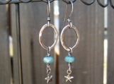 Fine Silver Blue Star Hoop Earrings Handmade 