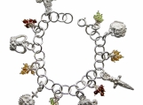 Sterling Silver Charm Bracelet with Crown Jewels and Gemstones