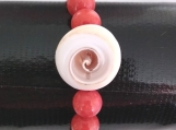 Unique Agate Stone Bracelet with Nautilus Shell Center 
