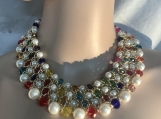pmc Glass pearl,crystal big bib necklace 1