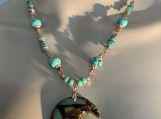 Pmc Rosegold teal stone necklace earring set 4