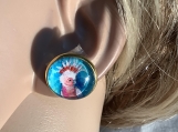 Pmc Gold parrot bird Cockatoo stud earrings