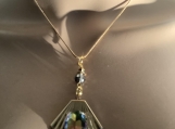 PMC Gold rainbow crystal necklace earring set 33