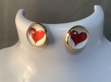 Pmc Gold red heart earrings free shipping 3