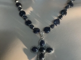 Pmc Navy blue sun sittara cross necklace earring set 8