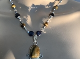 Pmc blue sun sittara tigereye gemstone necklace earring set 19