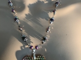 Pmc Rainbow titanium crystal heart necklace earring set 12