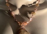 Pmc Rosegold strawberry quartz  heart necklace earring 16