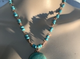 Pmc Rosegold turquoise necklace earring set 9