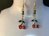 Pmc Gold red cherry dangle earrings free shipping 13