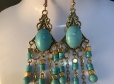 Pmc Gold turquoise chandelier earrings 26 