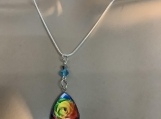 PMC Multicolor aqua blue rose necklace earring set 32