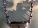 Pmc Purple amethyst,freshwater pearl necklace earring set 24