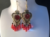 Pmc Red crystal gold heart valentines earrings 25