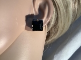 Pmc Silver black square rhinestone earrings 20