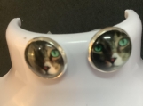 Pmc Silver cat face stud earrings 18 