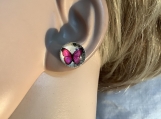Pmc Silver pink butterfly stud earrings 8 free shipping