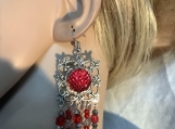 Pmc Silver red crystal chandelier earrings 27