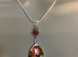 Pmc Silver red rose necklace earring set 31