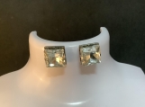 Pmc Silver square crystal stud earrings 9
