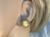 Pmc Gold aqua blue anchor nautical stud earrings 46