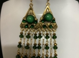 Pmc Gold emerald green chandelier earrings 53