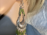 Pmc Long Silver peridot green chandelier earrings 54