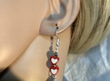 Pmc Silver red heart valentines earrings 41