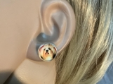 Pmc Silver Yorkie dog stud earrings 56