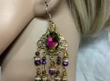 Pmc Gold rainbow crystal chandelier earrings 65