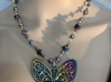 Pmc rainbow crystal butterfly necklace earring set 27