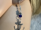 Pmc Silver anchor blue crystal earrings 64