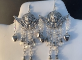 Pmc Silver angel heart Valentines chandelier earrings 68