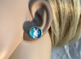 Pmc Silver aqua Llama stud earrings 58