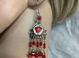 Pmc Silver red rose chandelier earrings 63