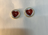 PMC Gold red heart stud earrings 72