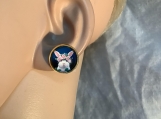 Pmc Gold white bunny rabbit stud earrings 70