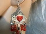 PMC Red heart chandelier earrings 69