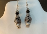 PMC Silver black crystal vintage look earrings 71