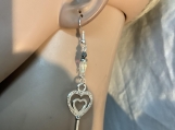 Pmc Silver heart key clear crystal earrings 77