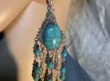 PMC Silver turquoise chandelier earrings 79