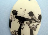 Around the water fountain children at play summer fun large pendant