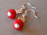 Red Spiral Earrings 