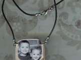 sterling silver/leather  handstamped "love" personalized photo necklace