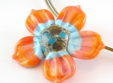 Sweet Peach Bloomkin Lampwork Pendant - Angelfire Art Glass