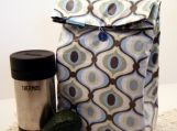 Retro Wave Reusable Reversible Lunch Bag Laminated Cotton