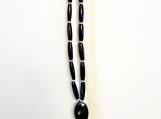 Men's Native Necklace With Bone, Stone & Glass Beads (Black)