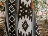 Inca Tribal Native Blanket, Warm Alpaca Wool (Queen) (Gray)